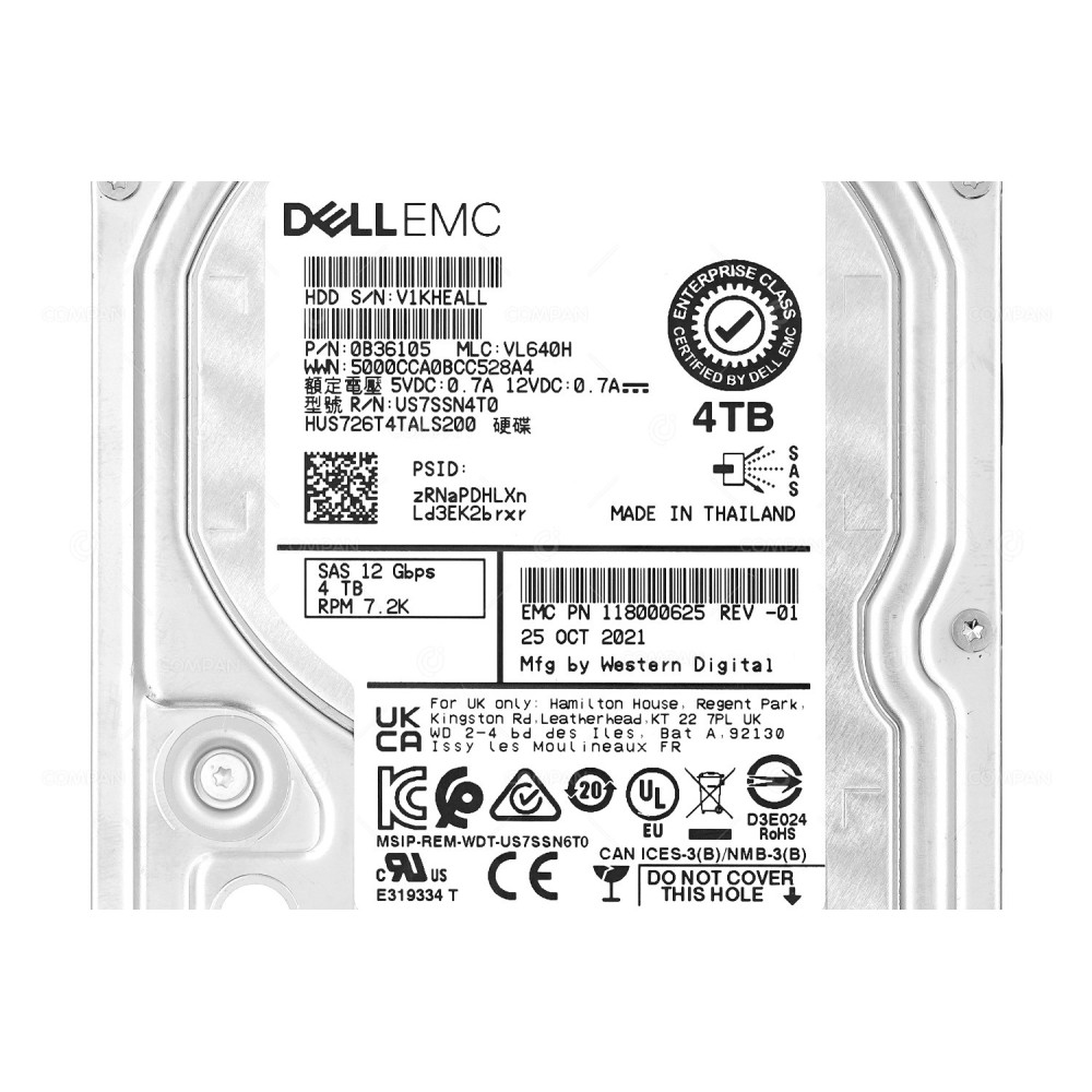 HUS726T4TALS200  WESTERN DIGITAL 4TB 7.2K 12G SAS 3.5 LFF HARD DRIVE